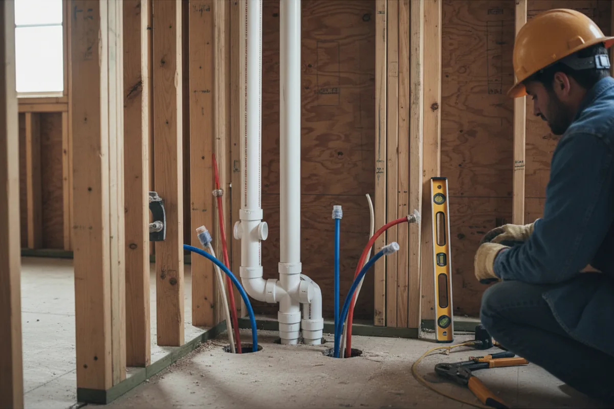 Drain and supply rough-in during Garbage Disposal Repair in Red Lion