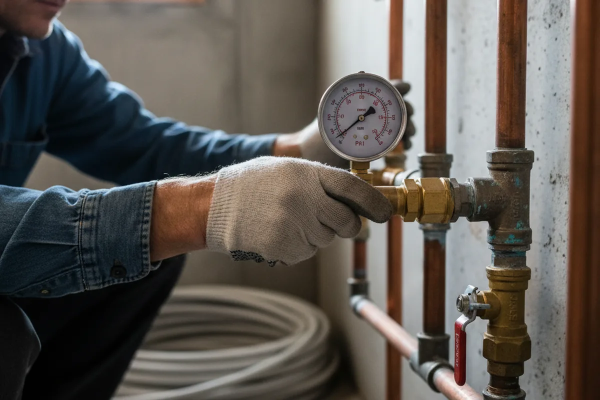Pressure testing a repaired line during Water Line Repair in Red Lion